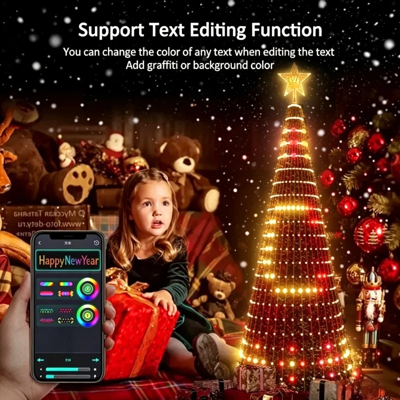 Star Tree Topper - ไฟประดับยอดต้นคริสต์มาส RGB อัจฉริยะ, โคมไฟดาว LED ควบคุมผ่านแอปพลิเคชันบลูทูธ