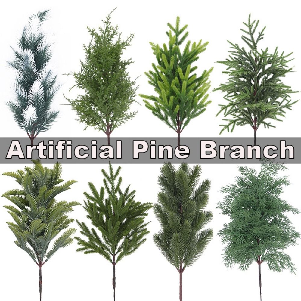 Christmas Tree Artificial - สีเขียวประดิษฐ์สาขาต้นคริสต์มาส DIY พวงหรีดปลอม Cypress Leaves Party