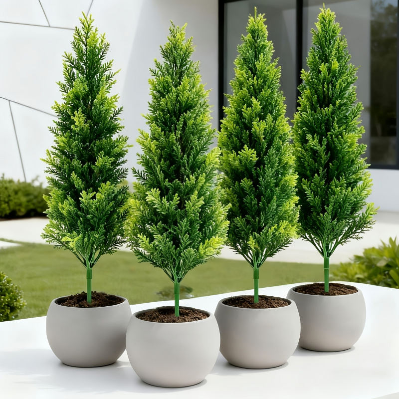 Christmas Tree Artificial - ต้นสนพลาสติกประดิษฐ์แบบปักดิน, ต้นสนสีเขียวปลอมสำหรับตกแต่งสวนกลางแจ้ง, เหมาะสำหรับเทศกาลคริสต์มาส
