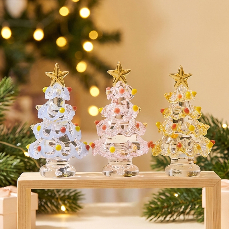 Star Tree Topper - การตกแต่งโต๊ะในวันหยุด, ตุ๊กตาต้นคริสต์มาสแก้วจิ๋วพร้อมพวงมาลัยยก, ท็อปเปอร์ดาวสีเหลือง และ KXRE