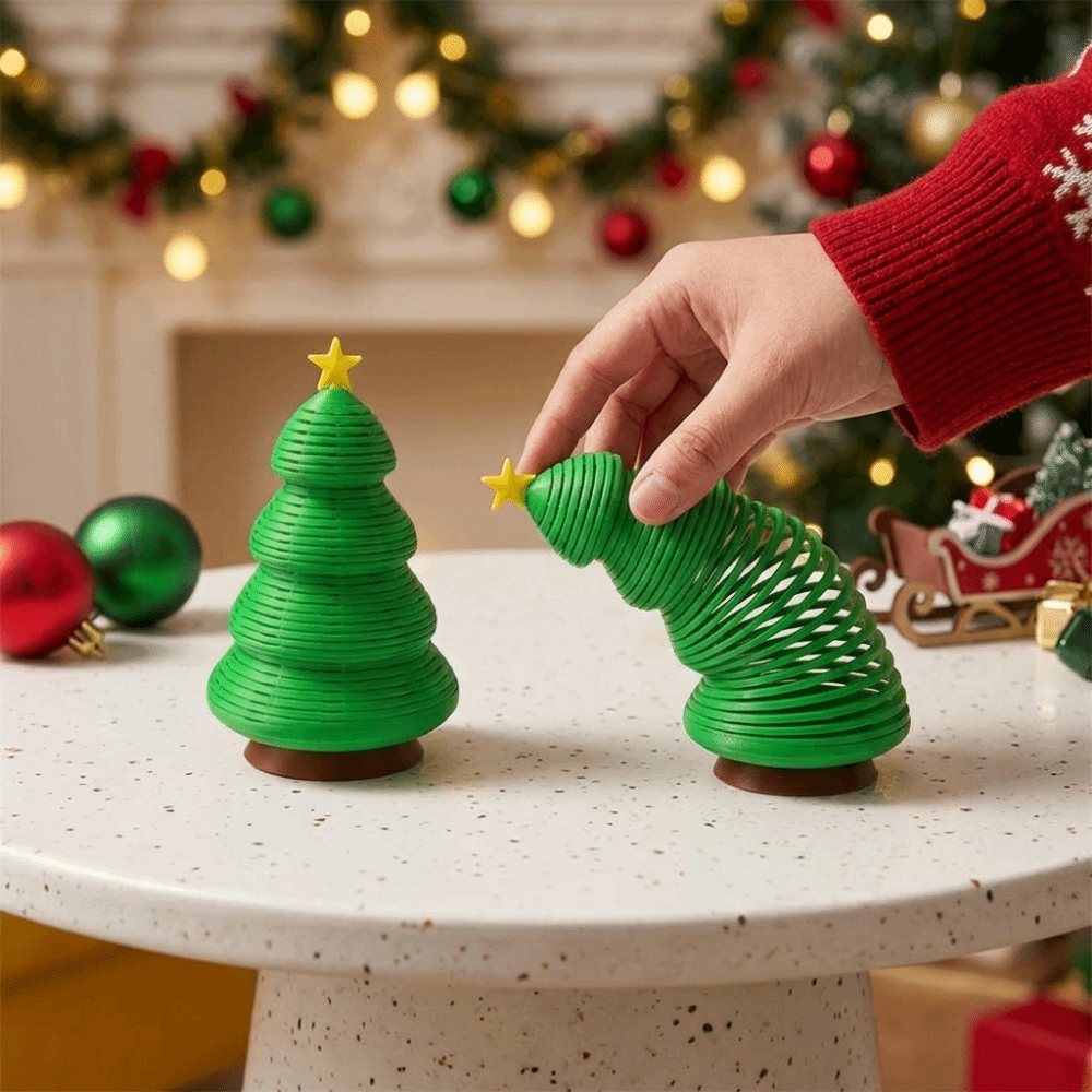 Star Tree Topper - ตุ๊กตาต้นคริสต์มาสพลาสติกแบบมีสปริง โค้งงอได้ ของเล่นคลายเครียดพร้อมดาวประดับด้านบน