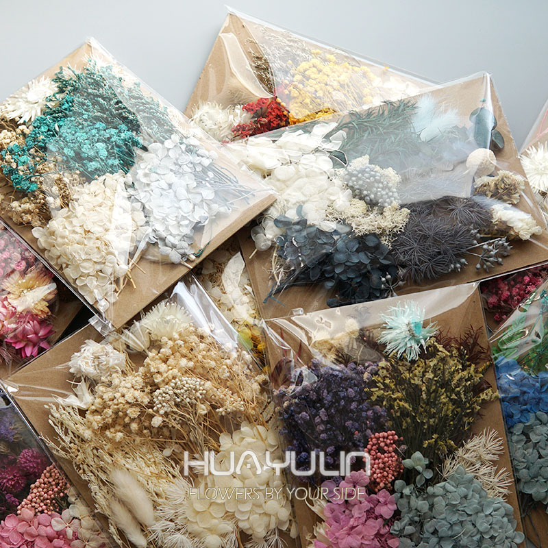 Holiday Candle Set - 1 แพ็คพืชประดิษฐ์แห้งดอกไม้จริงวัสดุที่เก็บรักษาไว้อีพ็อกซี่เรซิ่นเทียน DIY ดอกไม้วัสดุไฮเดรนเยียชุดดอกไม้