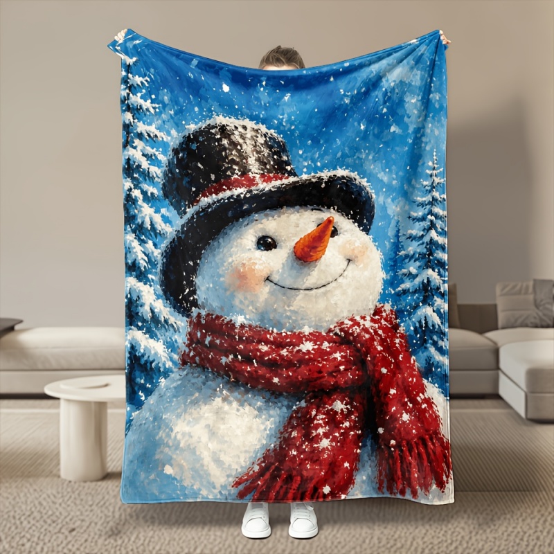 ผ้าห่มลายสโนว์แมนและดอกโปอินเซ - Christmas Throw Blanket บทวิจารณ์และราคา