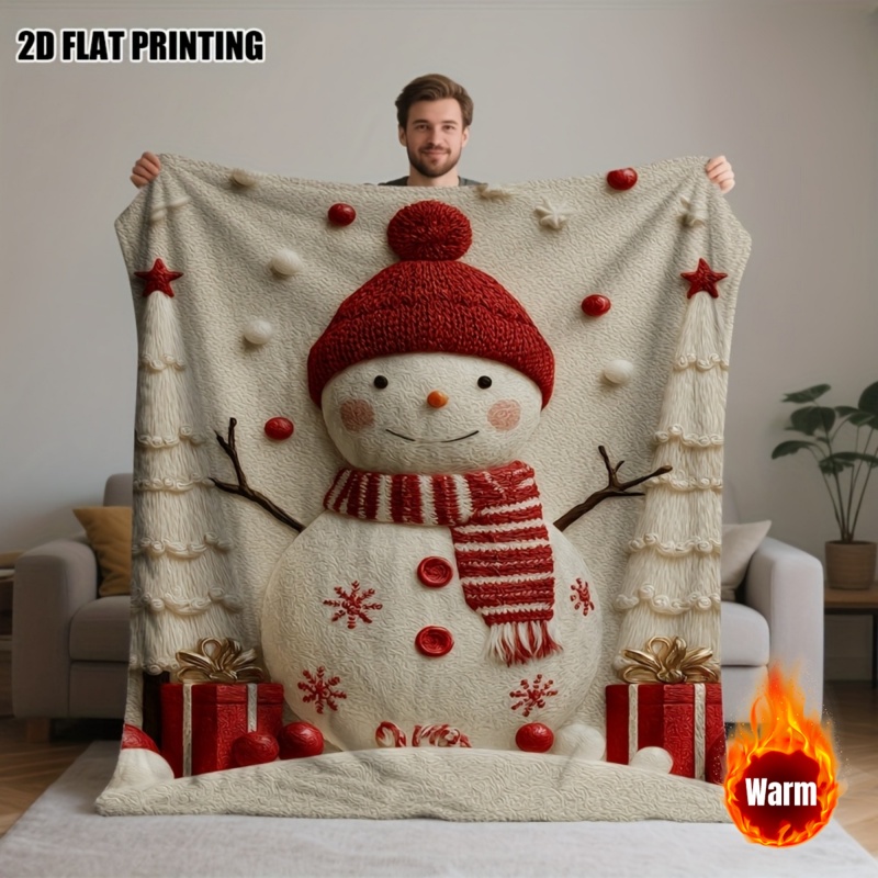 ผ้าห่มลายสโนว์แมนและดอกโปอินเซ - Christmas Throw Blanket บทวิจารณ์และราคา