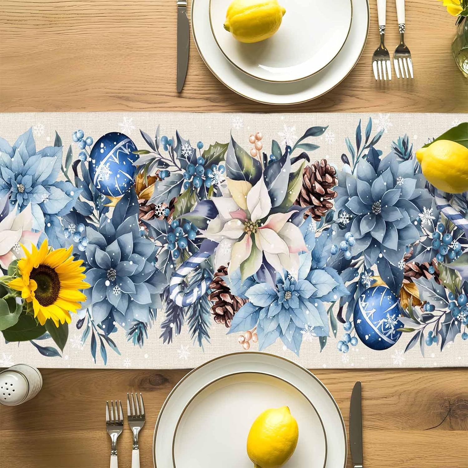 ผ้าปูโต๊ะลายลูกบอลพอยน์เซตีย่า - Christmas Table Runner บทวิจารณ์และราคา
