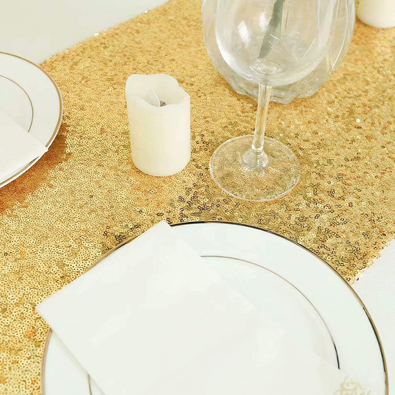 ผ้าปูโต๊ะปักเลื่อมสีทองสำหรับต - Christmas Table Runner บทวิจารณ์และราคา