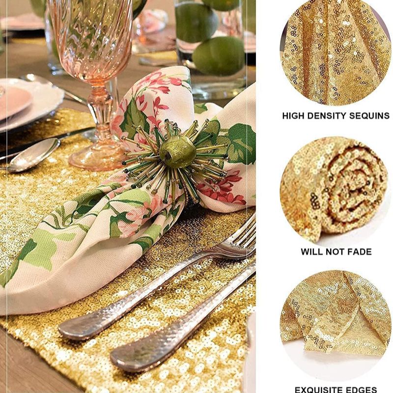 ผ้าปูโต๊ะปักเลื่อมสีทองสำหรับต - Christmas Table Runner บทวิจารณ์และราคา