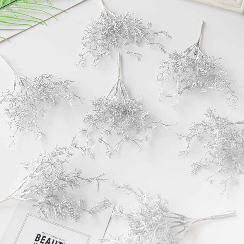 6ชิ้นพืชเทียมสีทองสีเงินปลอมสำ - Christmas Tree Artificial บทวิจารณ์และราคา